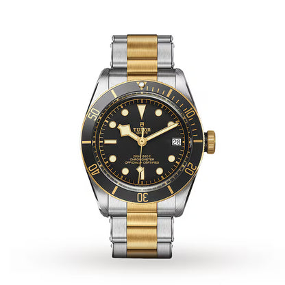 Tudor Heritage Black Bay S&G M79733N-0008 – Men's Automatic Two-Tone Stainless Steel Watch, Black Dial, Gold Bezel, 70-H Power Reserve & 200M WR