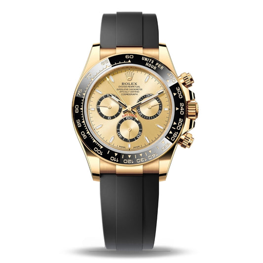 Rolex Daytona Gold Dial Black Cerachrom Bezel Yellow Gold Rubber Strap Watch 126518LN-0010