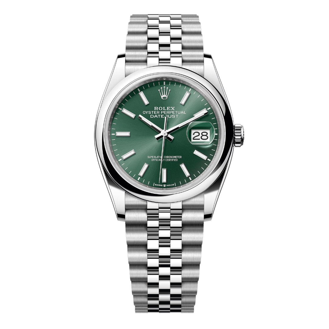 Rolex Datejust 36mm Mint Green Dial Jubilee Bracelet Stainless Steel Men's Watch M126200-0023