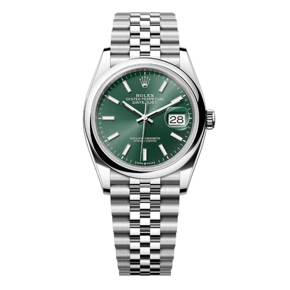 Rolex Datejust 36mm Mint Green Dial Jubilee Bracelet Stainless Steel Men's Watch M126200-0023