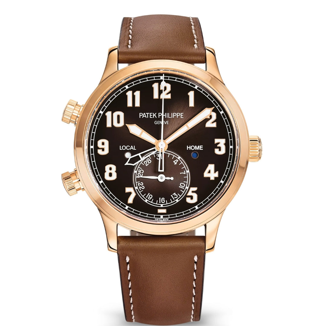 Patek Philippe Calatrava Pilot Travel Time 42mm Rose Gold Brown Dial Watch 5524R-001