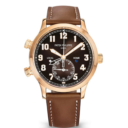 Patek Philippe Calatrava Pilot Travel Time 42mm Rose Gold Brown Dial Watch 5524R-001