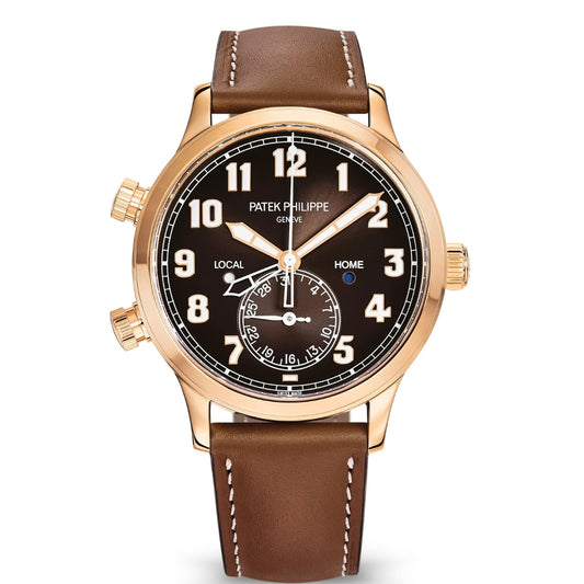 Patek Philippe Calatrava Pilot Travel Time 42mm Rose Gold Brown Dial Watch 5524R-001