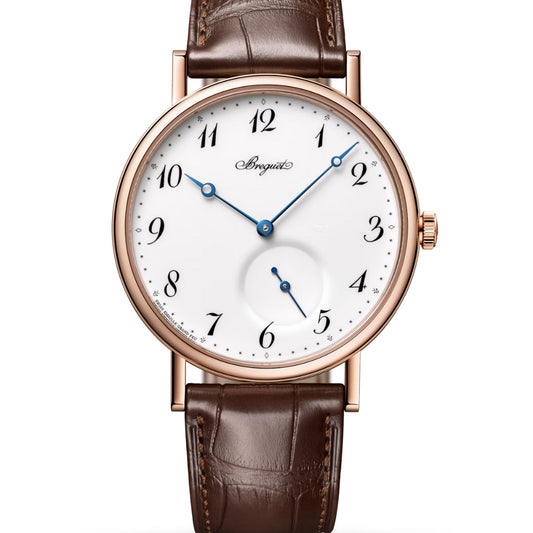 Breguet Classique 7147BR/29/9WU Men’s 40mm Automatic Watch – 18kt Rose Gold, White Dial, Brown Leather Strap, Calibre 502.3 SD