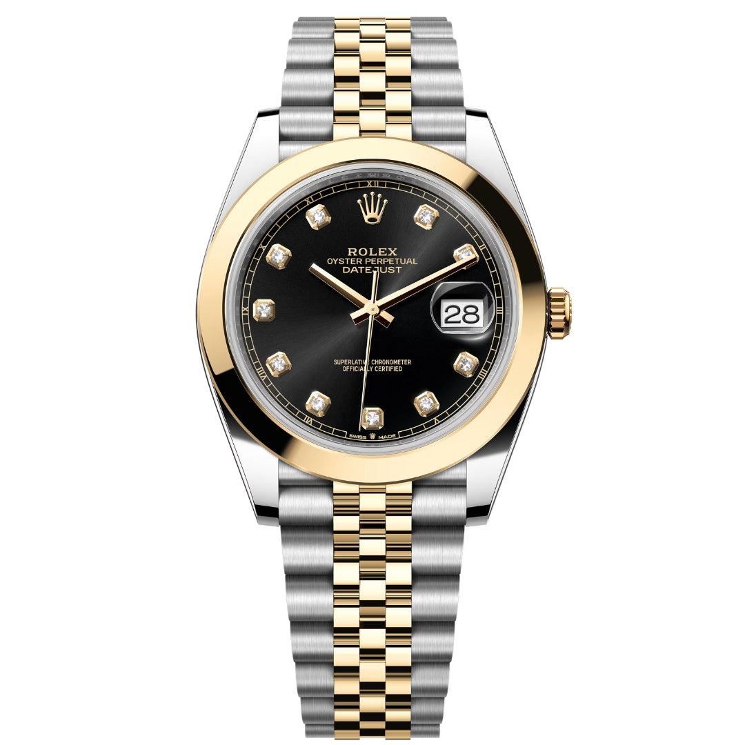 Rolex Datejust 41 Black Diamond Dial Two-Tone Gold & Steel Watch 126303BKDO
