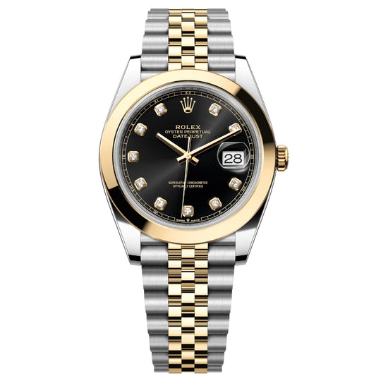Rolex Datejust 41 Black Diamond Dial Two-Tone Gold & Steel Watch 126303BKDO