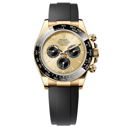 Rolex Cosmograph Daytona 40mm Champagne Dial 18kt Yellow Gold & Black Rubber Watch 116518LN