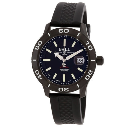 Ball Fireman DM3090A-P10J-BK – Men's 40mm Swiss Automatic Dive Watch with Black Dial, Rubber Strap & 300M Water Resistance