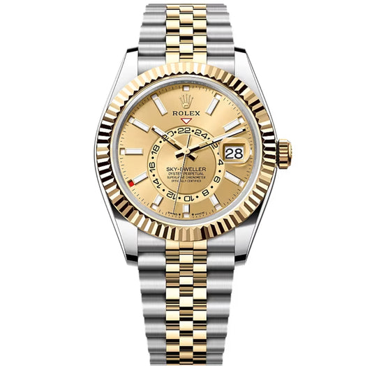 Rolex Sky-Dweller 42mm Champagne Dial 18kt Yellow Gold & Stainless Steel Jubilee Watch 336933-0002