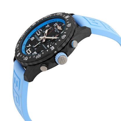 Breitling Professional X82310281B1S1 – 44mm Men's Swiss Quartz Chronograph Watch with Black Dial, Light Blue Rubber Strap & Ultralight Breitlight Case