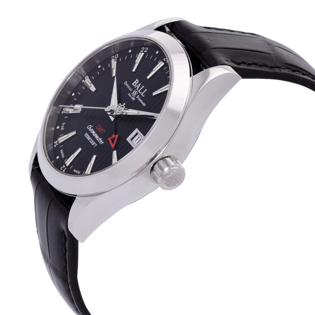 Ball Engineer II GM2026C-LCJ-BK – Men's 40mm Swiss Automatic Watch with Black Dial, Leather Strap & Date Function