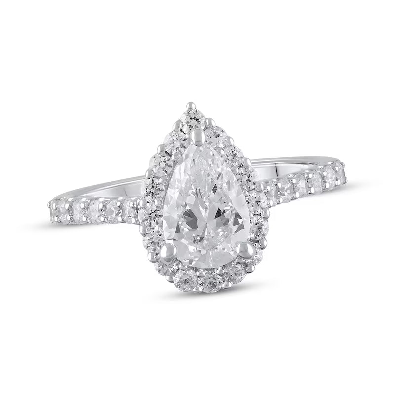 1-1/2 CT. T.W. Pear-Shaped Lab-Grown Diamond Halo Ring (14K White Gold)
