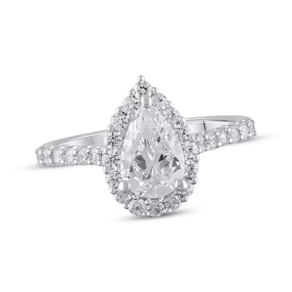 1-1/2 CT. T.W. Pear-Shaped Lab-Grown Diamond Halo Ring (14K White Gold)