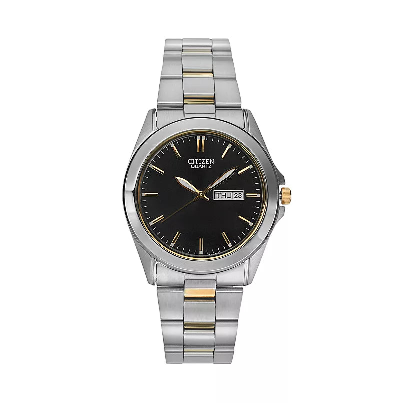 Citizen Quartz BF0584-56E – Men’s Dress Watch, 39mm Stainless Steel Case, Black Dial with Day-Date Display, Two-Tone Bracelet, 30M Water Resistant