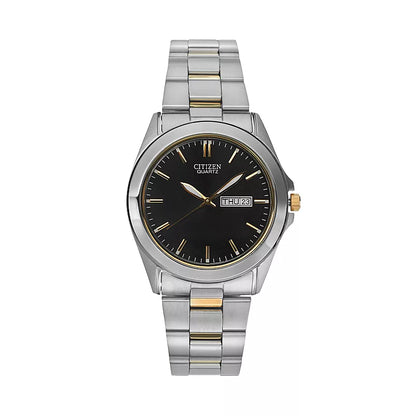 Citizen Quartz BF0584-56E – Men’s Dress Watch, 39mm Stainless Steel Case, Black Dial with Day-Date Display, Two-Tone Bracelet, 30M Water Resistant