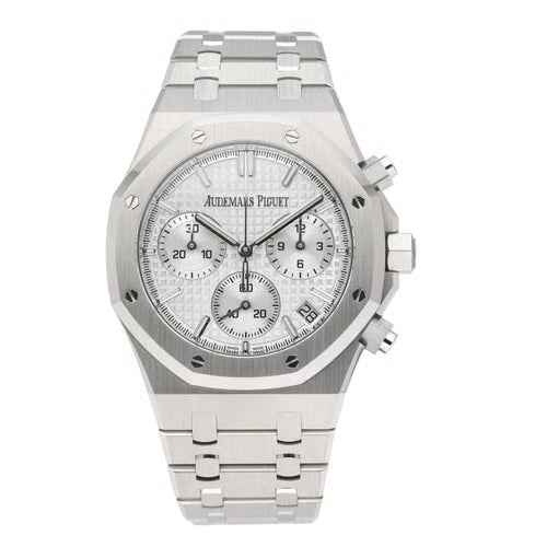 Silver watch with detailed face on a white background
