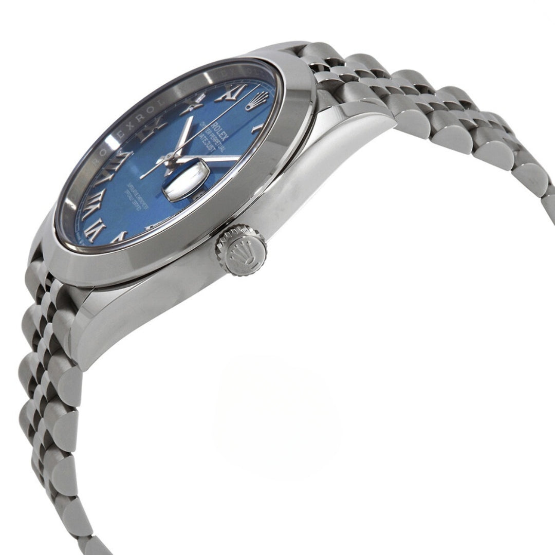 Rolex Datejust 41 Blue Dial Smooth Bezel Roman Numerals Stainless Steel Watch 126300BLRJ