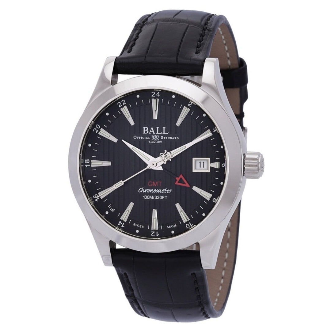 Ball Engineer II GM2026C-LCJ-BK – Men's 40mm Swiss Automatic Watch with Black Dial, Leather Strap & Date Function