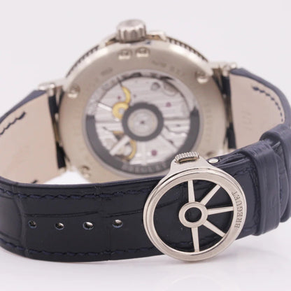 Breguet Marine 5517BB/Y2/5ZU Men’s 40mm White Gold Automatic Watch – Blue Dial, Rubber Strap, Calibre 777A