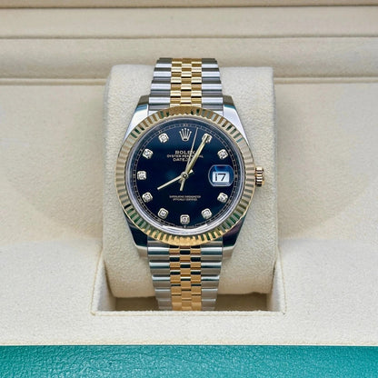 Rolex Datejust 41 Black Diamond Dial Two-Tone Gold & Steel Watch 126303BKDO