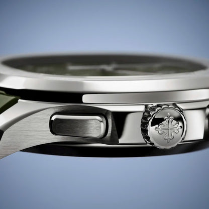 Patek Philippe Aquanaut 42.2mm Green Dial White Gold Chronograph Rubber Strap Watch 5968G-010