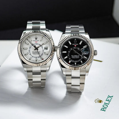 Rolex Sky-Dweller 42mm Black Dial White Gold Bezel Oyster Bracelet Men's Watch 336934-0007