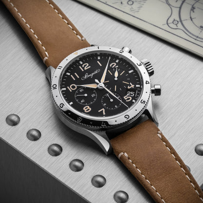 Breguet Type XX 2067ST/92/3WU Men's 42mm Automatic Chronograph – Stainless Steel, Black Dial, Brown Leather Strap, Calibre 728