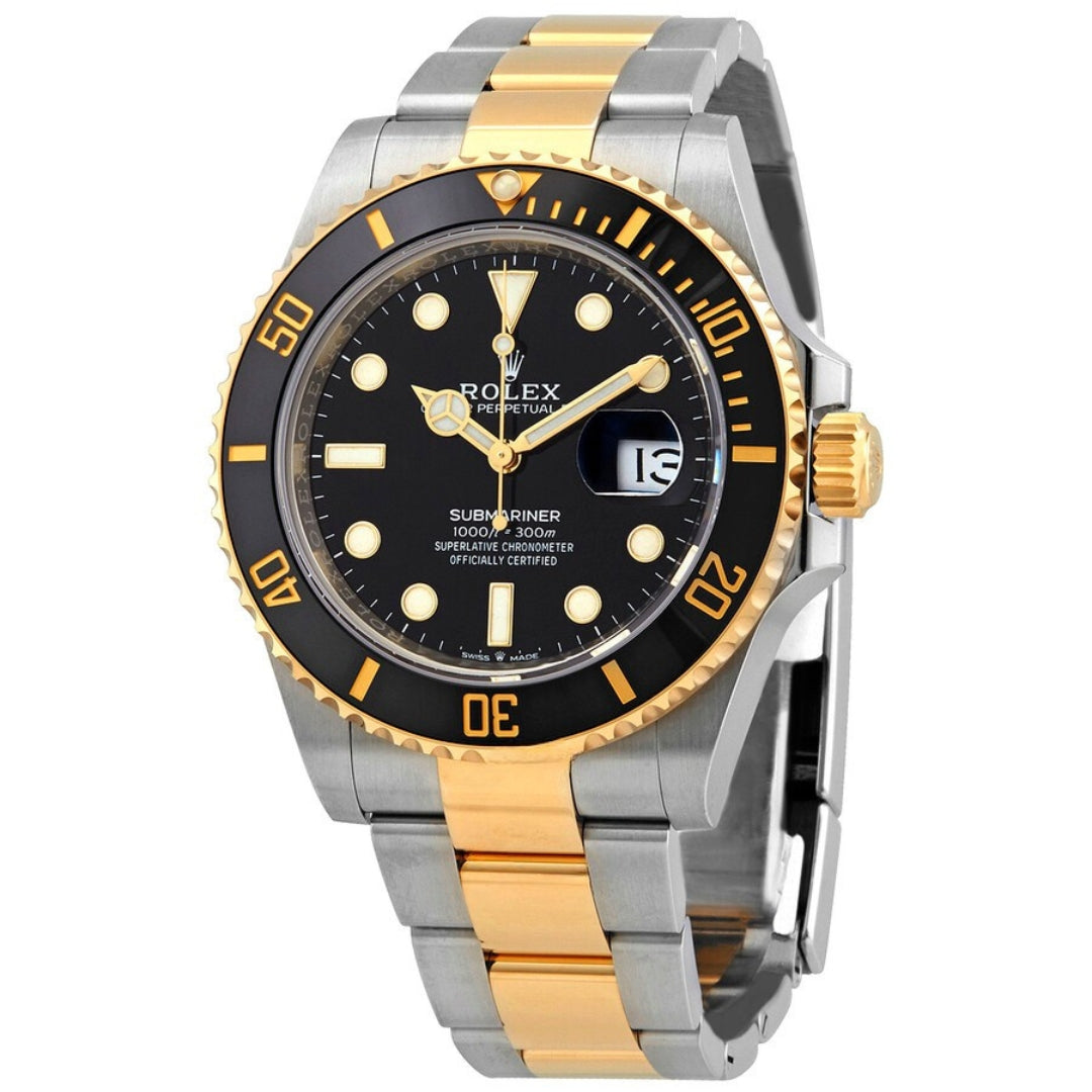 Rolex Submariner M126613LN-0002 – Men's 41mm Two-Tone Stainless Steel & 18kt Yellow Gold Dive Watch with Black Dial, Cerachrom Bezel & 300M Water Resistance