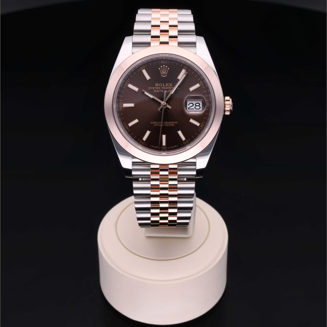 Rolex Datejust 41mm Chocolate Dial Jubilee Bracelet Two-Tone Watch 126301-0002