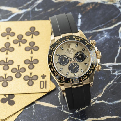 Rolex Cosmograph Daytona 40mm Champagne Dial 18kt Yellow Gold & Black Rubber Watch 116518LN