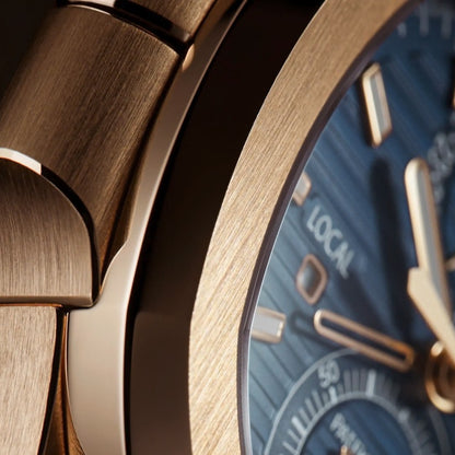 Patek Philippe Nautilus 40mm Blue Dial 18kt Rose Gold Dual Time Chronograph Watch 5990-1R-001