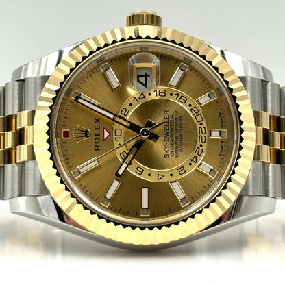 Rolex Sky-Dweller 42mm Champagne Dial 18kt Yellow Gold & Stainless Steel Jubilee Watch 336933-0002