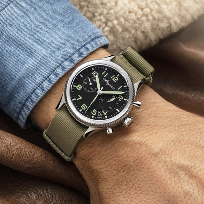 Breguet Type 20 2057ST/92/3WU Men’s 42mm Chronograph Watch – Stainless Steel, Black Dial, Calibre 7281, Leather Strap