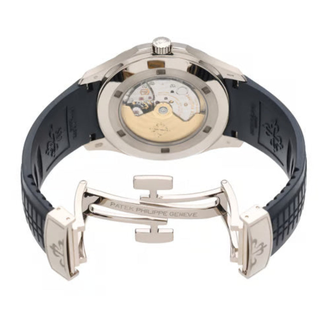 Watch with blue strap and visible brand name on a white background