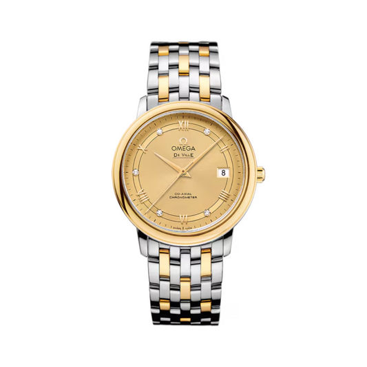 Omega De Ville Prestige Champagne Dial Two-Tone 18kt Yellow Gold Automatic 36mm 424.20.37.20.58.002