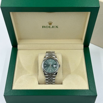 Rolex Datejust 36mm Mint Green Dial Jubilee Bracelet Stainless Steel Men's Watch M126200-0023