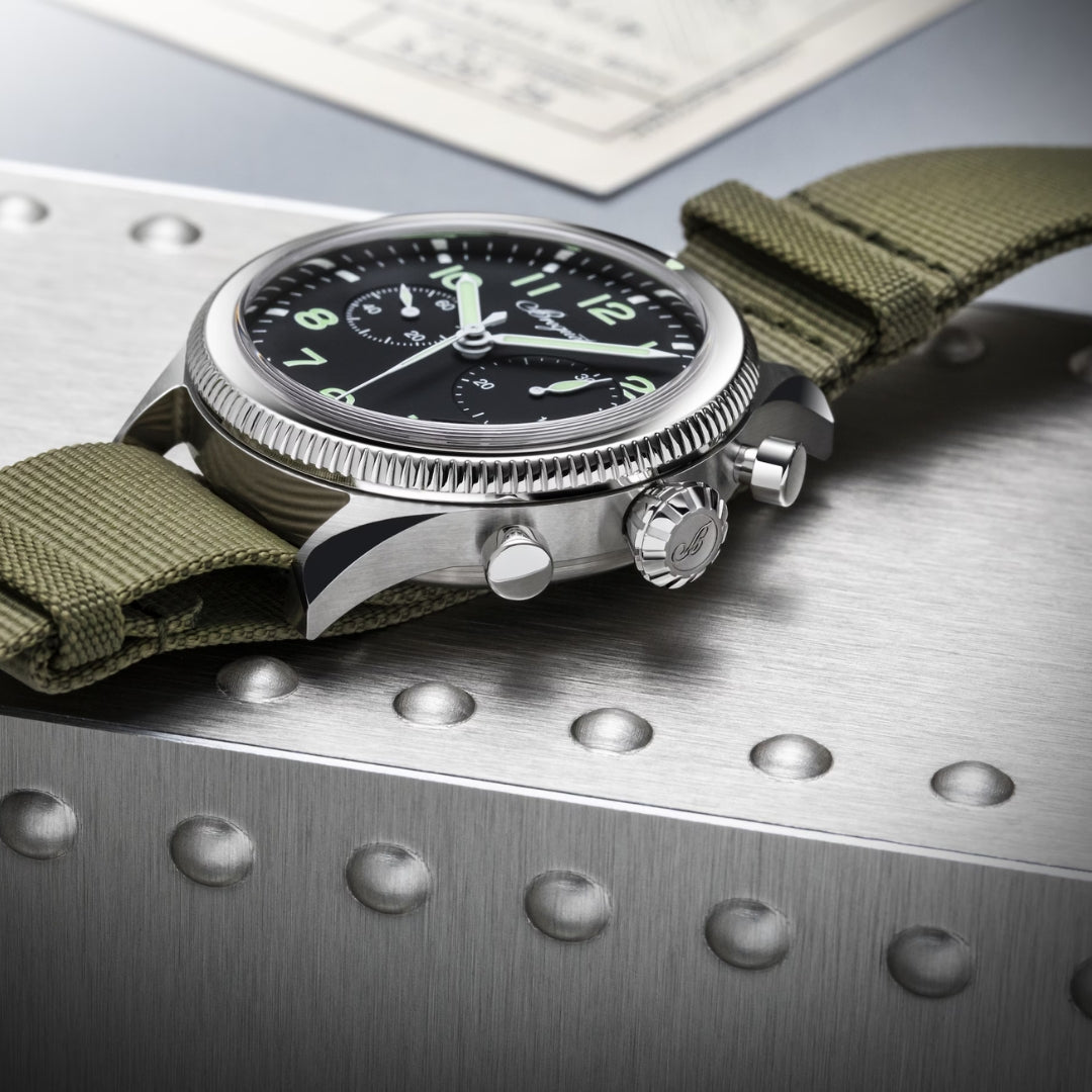 Breguet Type 20 2057ST/92/3WU Men’s 42mm Chronograph Watch – Stainless Steel, Black Dial, Calibre 7281, Leather Strap