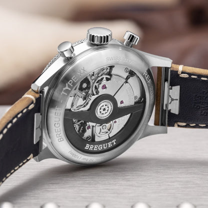 Breguet Type XX 2067ST/92/3WU Men's 42mm Automatic Chronograph – Stainless Steel, Black Dial, Brown Leather Strap, Calibre 728