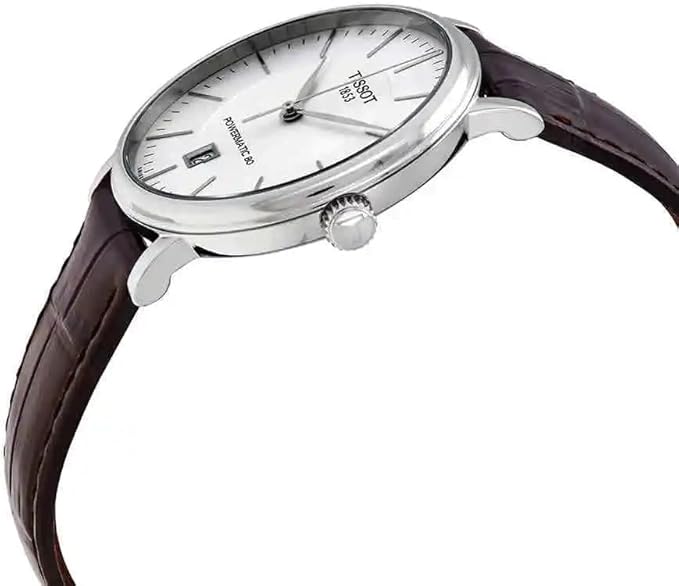 Tissot Carson Premium 40mm Silver Dial Automatic Watch with Brown Leather Strap T122.407.16.031.00