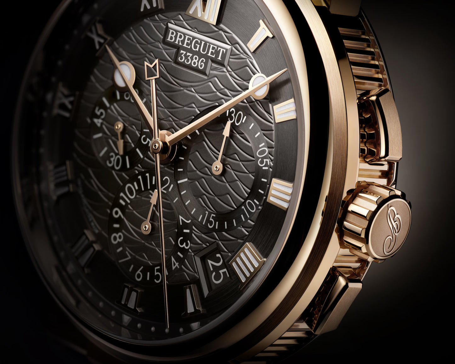 Breguet Marine Chronograph 5527BRG35WV Men’s 42mm Rose Gold Automatic Flyback Watch – Grey Dial, Rubber Strap