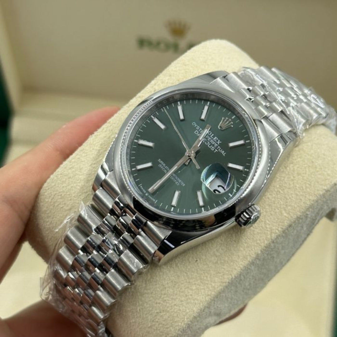 Rolex Datejust 36mm Mint Green Dial Jubilee Bracelet Stainless Steel Men's Watch M126200-0023