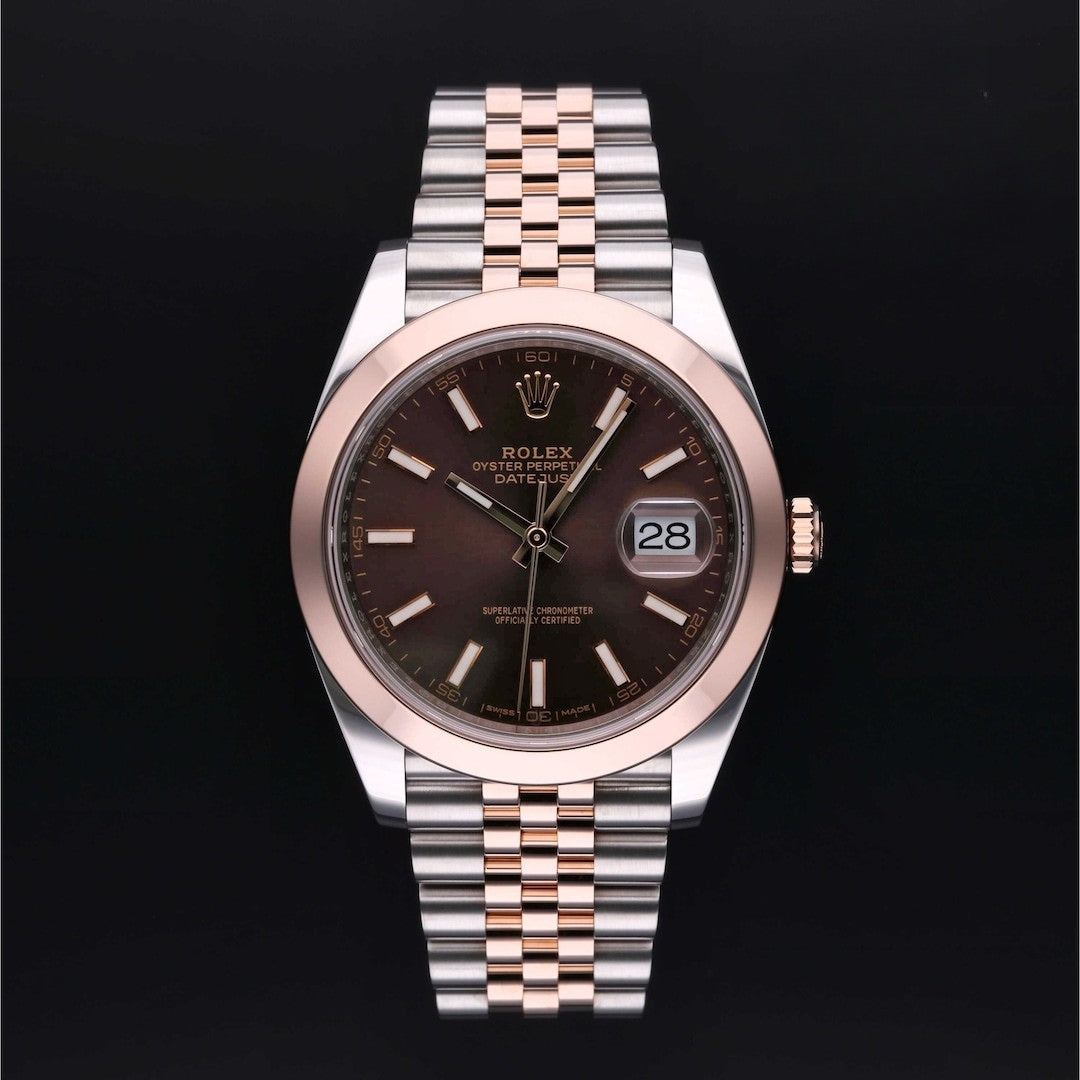 Rolex Datejust 41mm Chocolate Dial Jubilee Bracelet Two-Tone Watch 126301-0002
