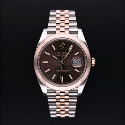 Rolex Datejust 41mm Chocolate Dial Jubilee Bracelet Two-Tone Watch 126301-0002
