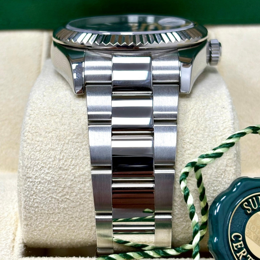 Rolex Sky-Dweller 42mm Black Dial White Gold Fluted Bezel Watch 326934BKSO