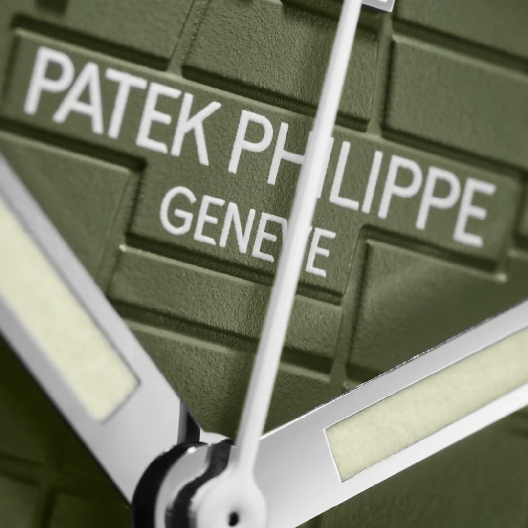 Patek Philippe Aquanaut 42.2mm Green Dial White Gold Chronograph Rubber Strap Watch 5968G-010