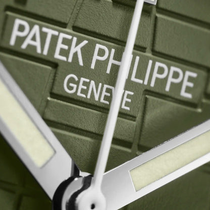 Patek Philippe Aquanaut 42.2mm Green Dial White Gold Chronograph Rubber Strap Watch 5968G-010