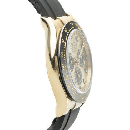 Rolex Cosmograph Daytona 40mm Champagne Dial 18kt Yellow Gold & Black Rubber Watch 116518LN