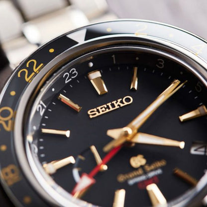 Grand Seiko Sport SBGE215 Black Dial Titanium GMT Automatic Watch 44mm