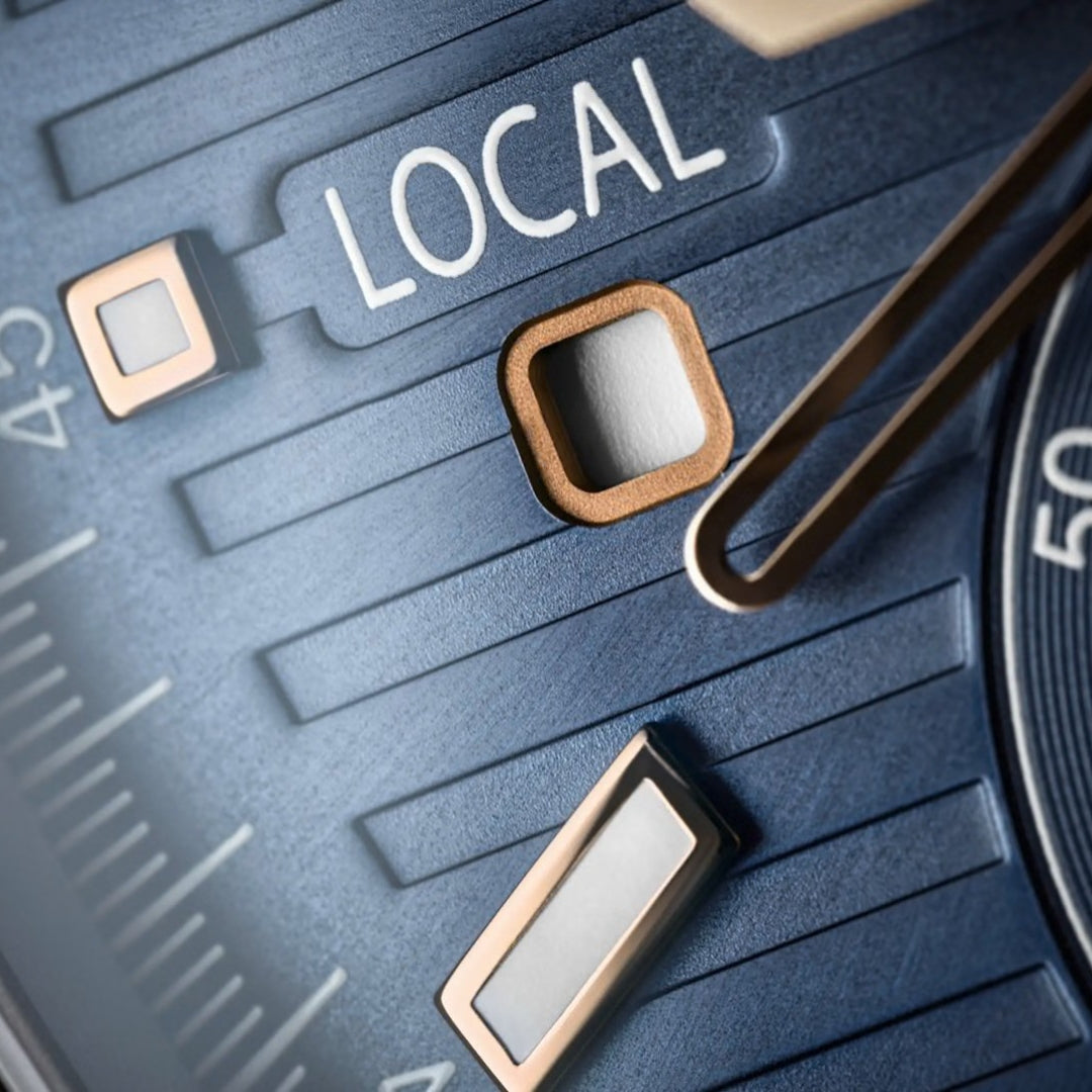 Patek Philippe Nautilus 40mm Blue Dial 18kt Rose Gold Dual Time Chronograph Watch 5990-1R-001