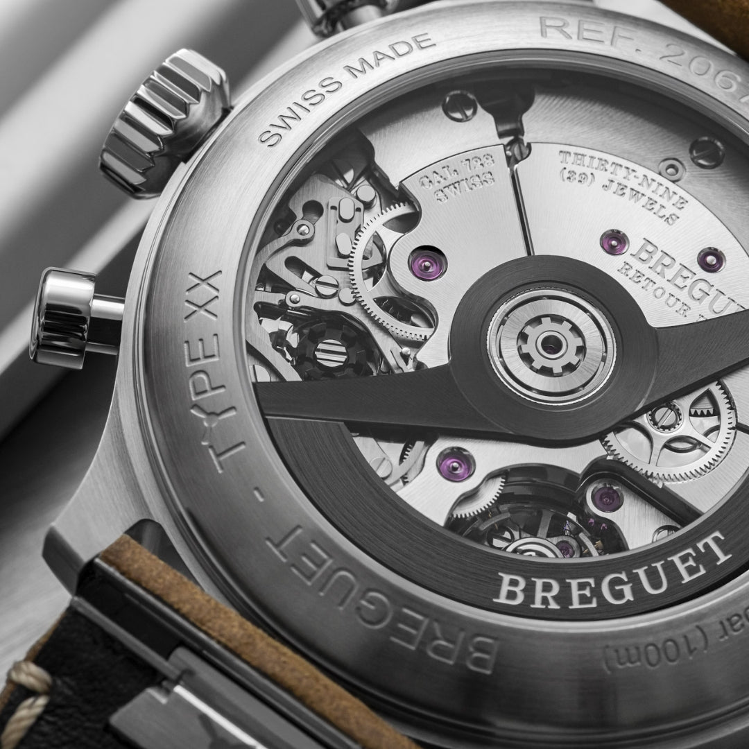 Breguet Type XX 2067ST/92/3WU Men's 42mm Automatic Chronograph – Stainless Steel, Black Dial, Brown Leather Strap, Calibre 728